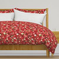 Vintage Christmas Floral Red 