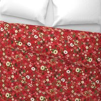 Vintage Christmas Floral Red 