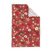 Vintage Christmas Floral Red 