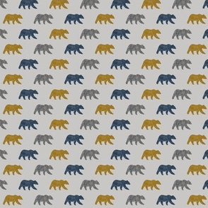(micro print) multi  bears on grey