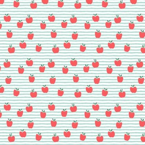 (micro scale) apple picking - on dark mint stripes