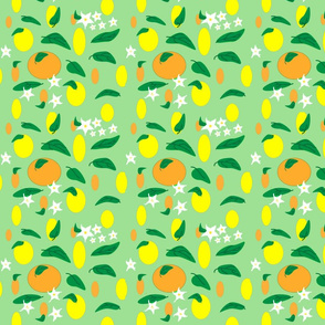 Citrus_fruit_and_flowers_on__green