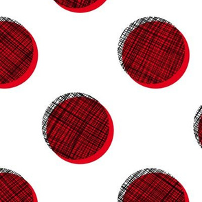 Woven Dots - Black and Red on White