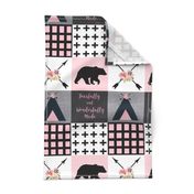 Pink and navy fearfully made wholecloth