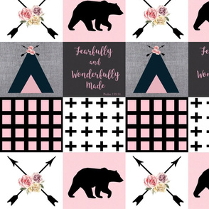 Pink and navy fearfully made wholecloth