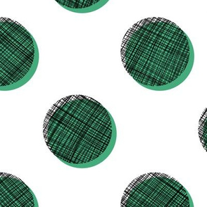 Woven Dots - Black and Green on White