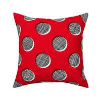 Woven Dots - Black and White on Red