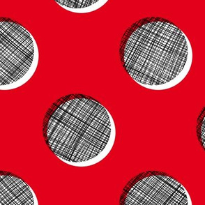 Woven Dots - Black and White on Red