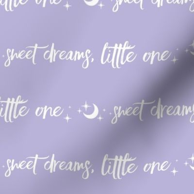 Sweet Dreams Little oNe, moon and stars -white on  lilac