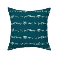 Sweet Dreams Little One - moon and stars - white on dark teal - nursery typo