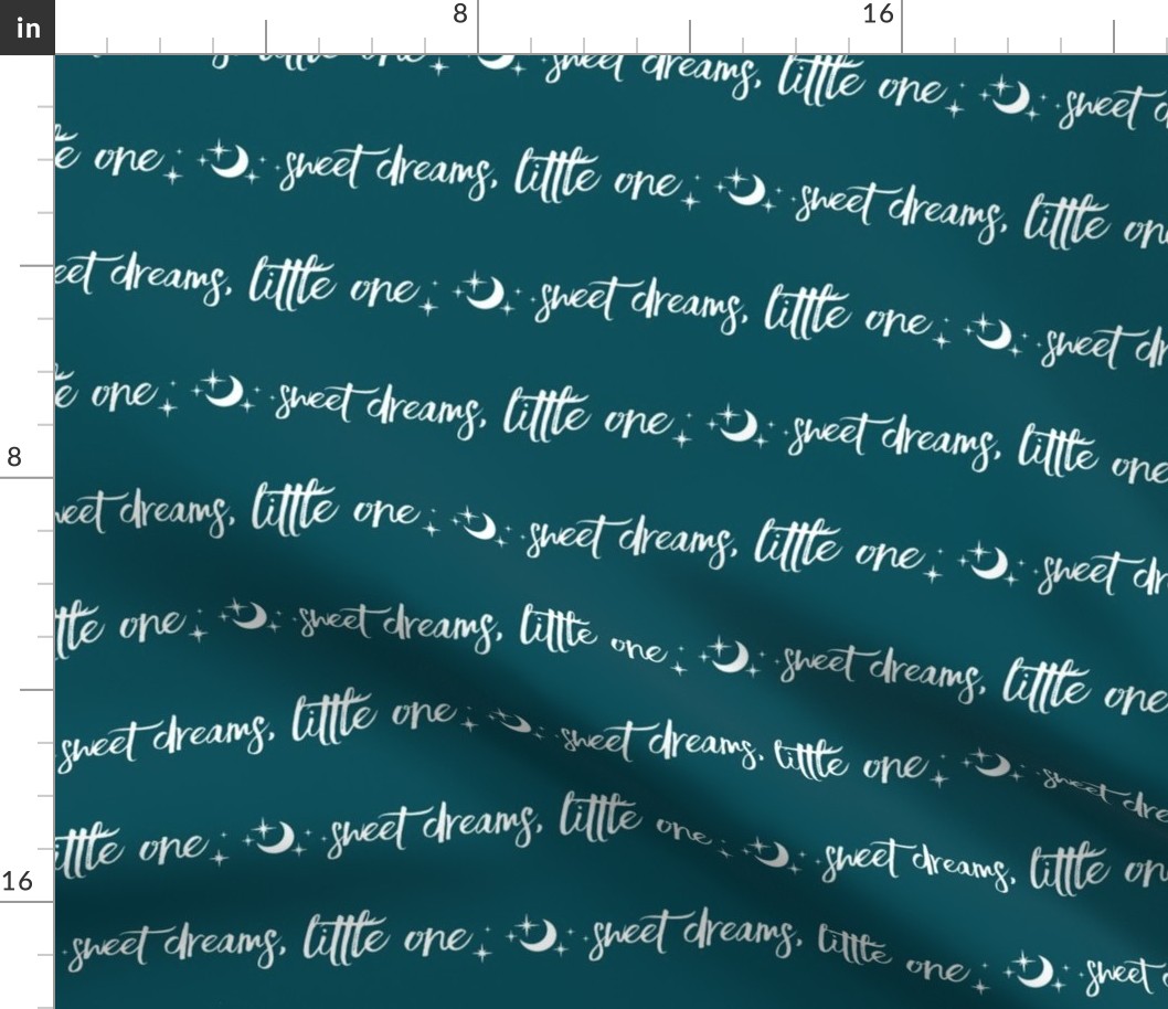 Sweet Dreams Little One - moon and stars - white on dark teal - nursery typo