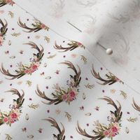 TINY Antlers & Flowers - Pink Floral Feathers Deer Antler Baby Girl Nursery Crib Bedding