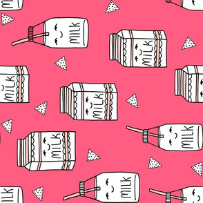 milk fabric // bright pink cute hand-drawn kids illustration railroad