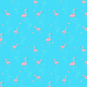 Flamingo Party on blue