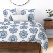 Indian Block Print Medallion Fabric Navy Blue