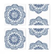 Indian Block Print Medallion Fabric Navy Blue