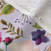 Floral - Plum Purple & Blush Flowers (soft lavender) Garden Blooms Baby Girl Nursery