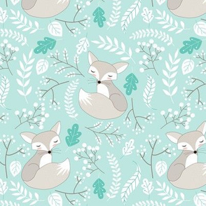 Gray Fox - Sleepy Foxes (crystal) Baby Nursery Woodland Animals Kids Childrens Bedding CR2