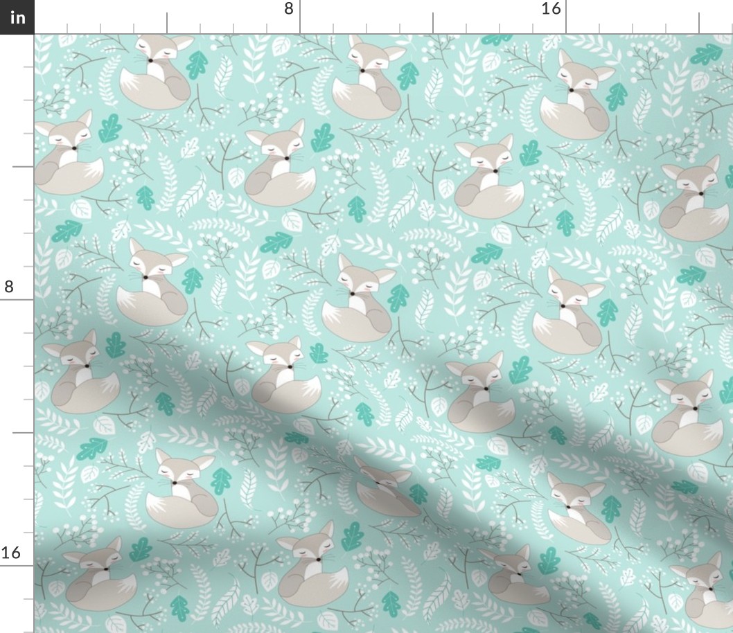 Gray Fox - Sleepy Foxes (crystal) Baby Nursery Woodland Animals Kids Childrens Bedding CR2