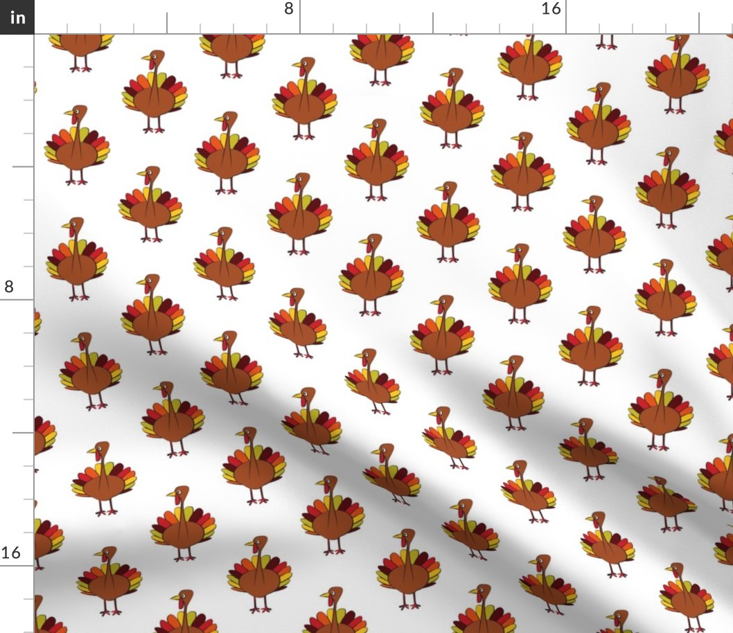 turkey on white - thanksgiving fabric