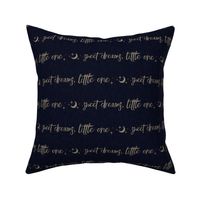 Halfscale Sweet Dreams Little One - tan on navy linen - moon and stars