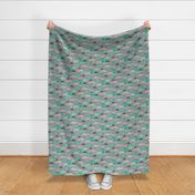 Clouds Bolts Lightning Raindrops Geometric Patterned Cloud Doodle Green on Grey