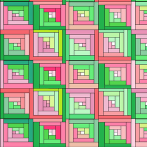 Green Pink Cheater Quilt Top