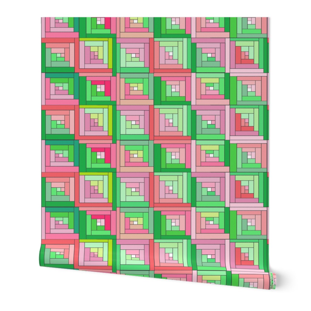 Pink Green Quilt Top