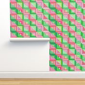 Pink Green Quilt Top