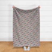 Clouds Bolts Lightning Raindrops Geometric Patterned Cloud Doodle Peach on Grey