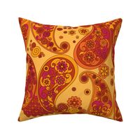 Orange and red paisley ornament