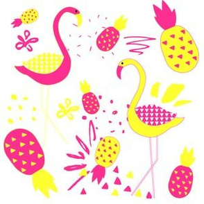 6" Mod Flamingos - Pink & Yellow