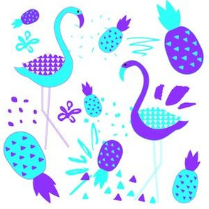 6" Mod Flamingos - Purple & Aqua