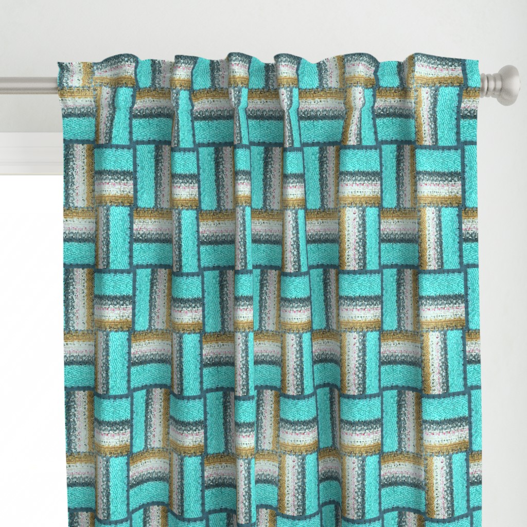 Beach Mosaic Plaid Rail Fence Cheater Quilt