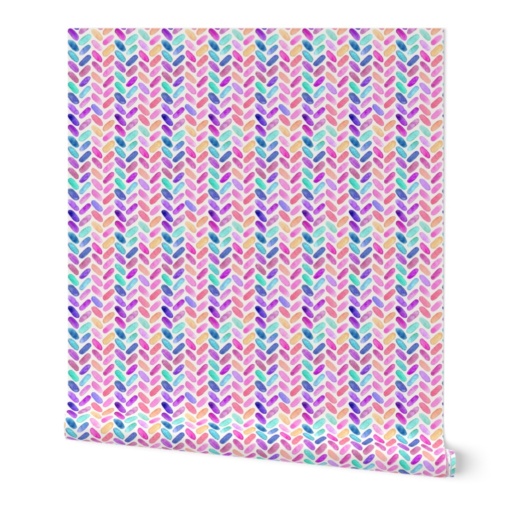 Rainbow Herringbone Watercolor Oblongs Small Version