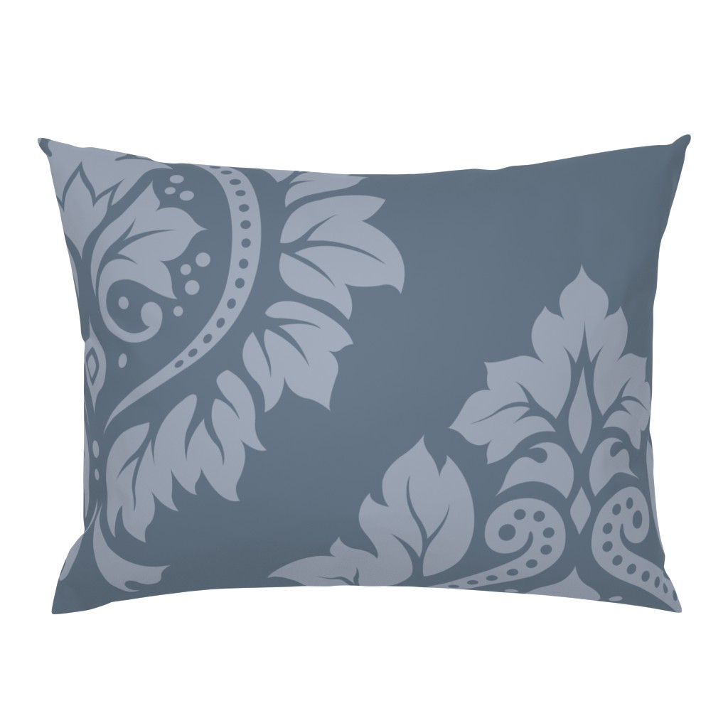 Decorative Damask Pattern Lt on Mid Blue