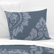 Decorative Damask Pattern Lt on Mid Blue