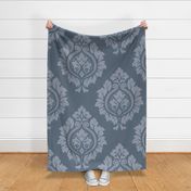 Decorative Damask Pattern Lt on Mid Blue