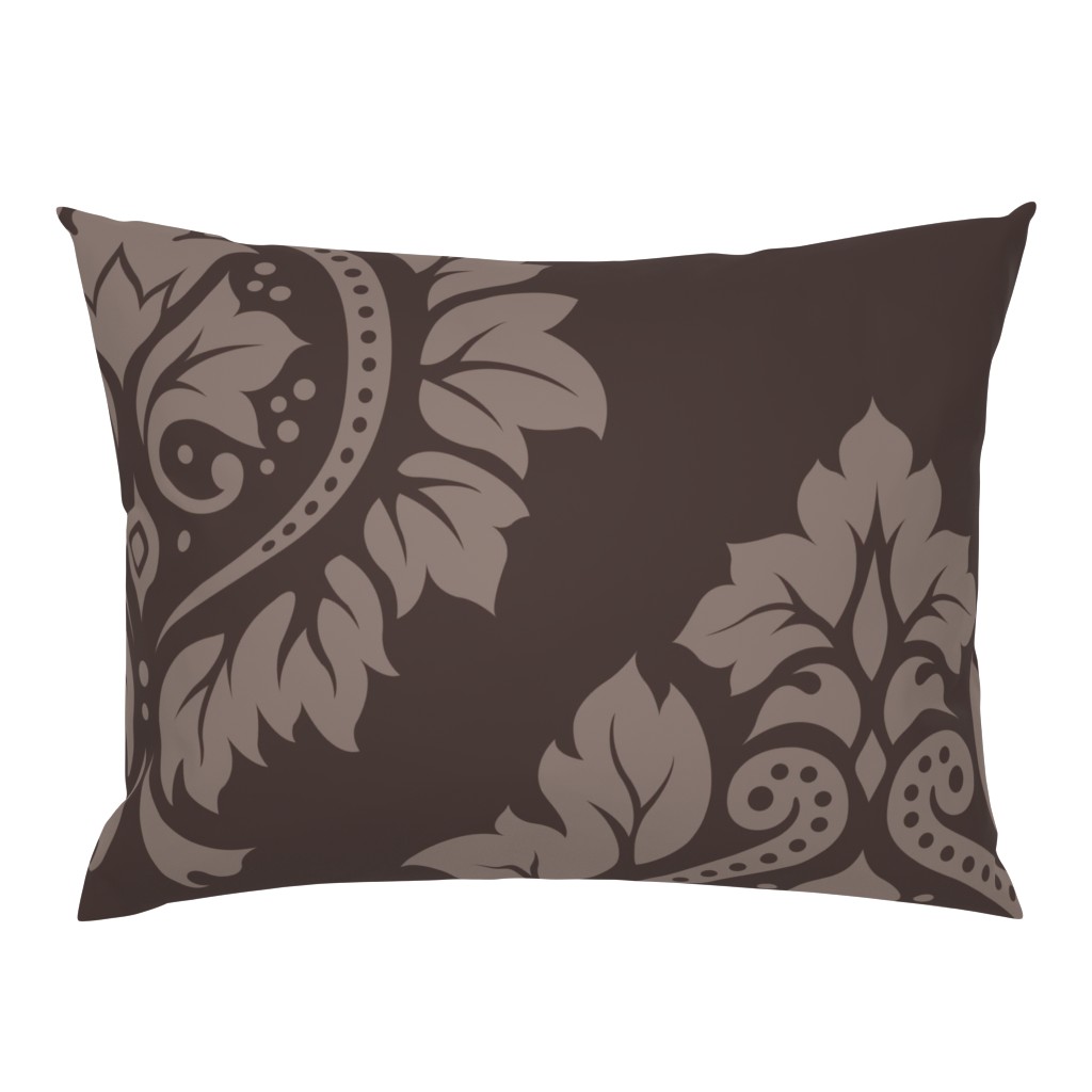 Decorative Damask Pattern Taupe on Brown