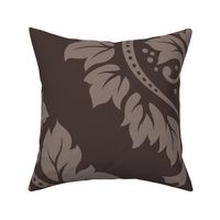 Decorative Damask Pattern Taupe on Brown