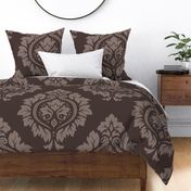 Decorative Damask Pattern Taupe on Brown