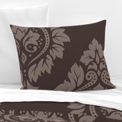 Decorative Damask Pattern Taupe on Brown