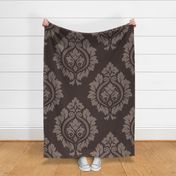 Decorative Damask Pattern Taupe on Brown
