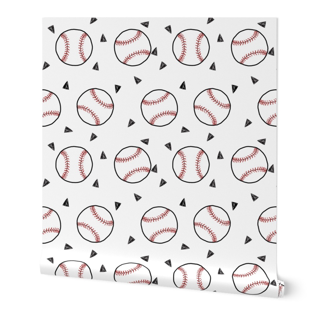 baseball fabric // sports baseball american themed fabric - white