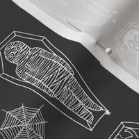 Coffins illustration pattern dracula mummy frankenstein by andrea lauren grey