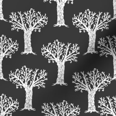 Halloween tree spooky forest by andrea lauren grey and white