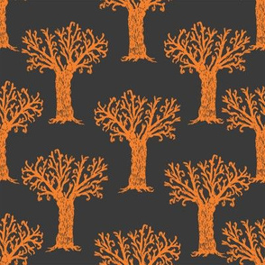Halloween tree spooky forest by andrea lauren grey and orange