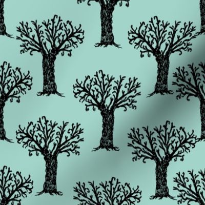 Halloween tree spooky forest by andrea lauren mint and black