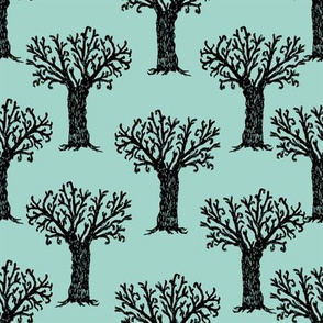 Halloween tree spooky forest by andrea lauren mint and black