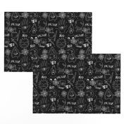 Spirit board cute halloween pattern october fall themed fabric black and white print by andrea lauren